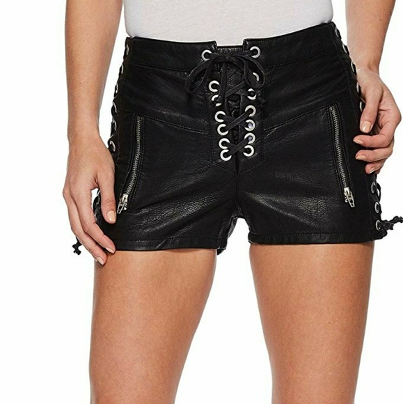 blank nyc leather shorts